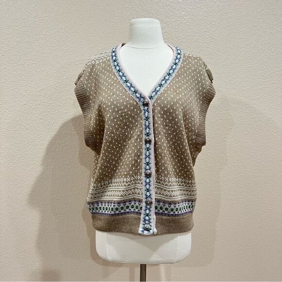 Vintage Tangiers Fair Isle Nordic Sweater Vest Size Large - Picture 2 of 11
